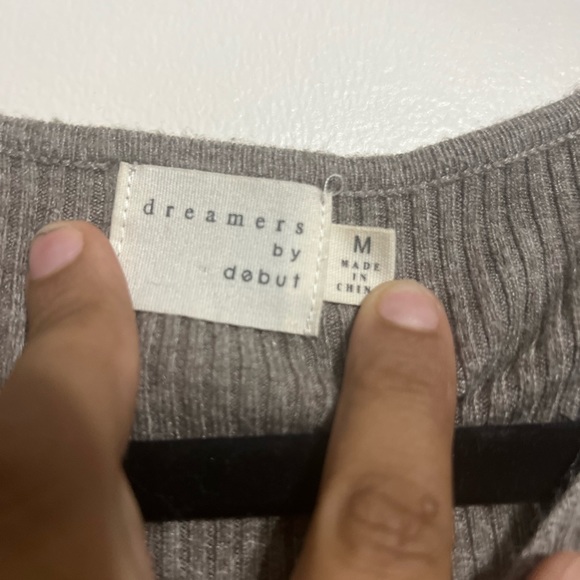 Dreamers By Debut Brownish/Grayish Long Sleeve Sweater Blouse M - Picture 4 of 6